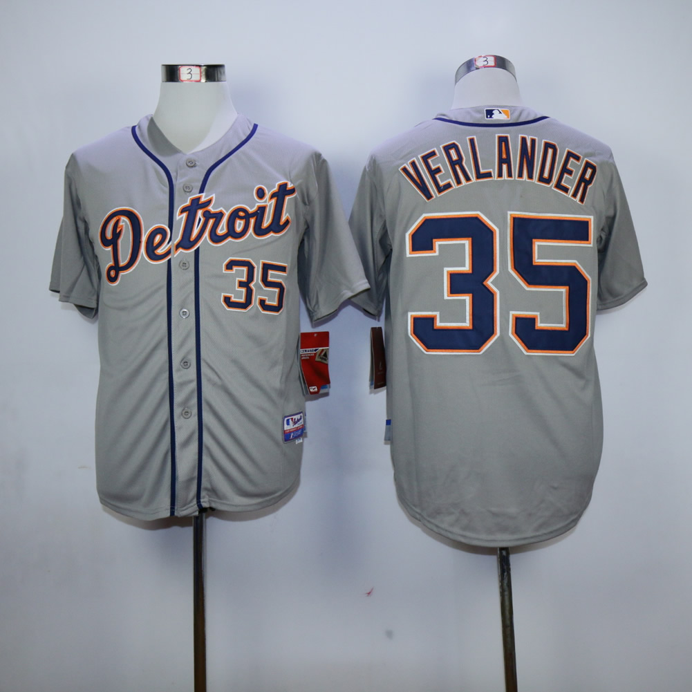 Men Detroit Tigers #35 Verlander Grey MLB Jerseys
